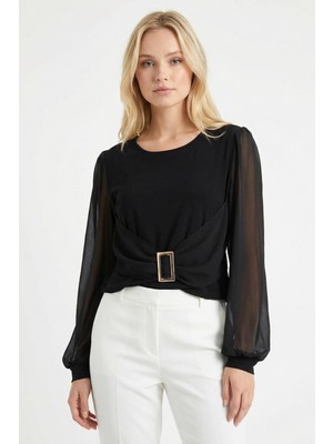 Rays 2831 Aksesuar Detay Bluz Siyah