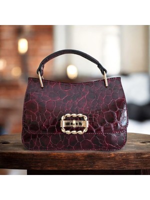 Valentina Victoria Luks Rugan Hakiki Deri Orta Boy Şık Gece Çantası.