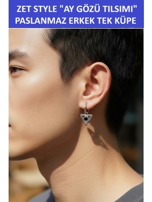 Normadia Ay Gözü Tılsımı Erkek Tek Küpe, Paslanmaz Çelik, Şık ve Hediye Seçeneği