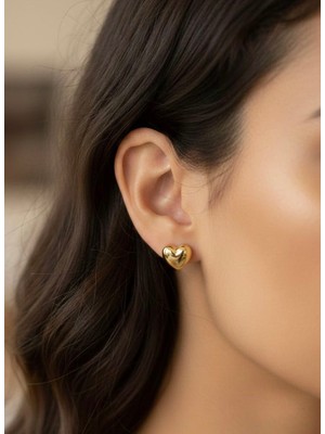 Nurora Altın Çelik Kalp Küpe