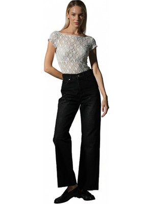 Domoda Bol Kesim Geniş Kesik Paça Rahat Yüksek Bel Palazzo Jean Kot Salaş Kadın Pantolon @anvers