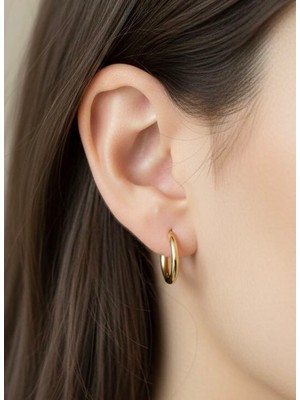 Nurora Altın Çelik Küçük Boy Halka Küpe