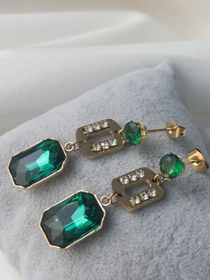 Normadia Parlak Zirkon Taşlı Çelik Sallantılı Abiye Küpe