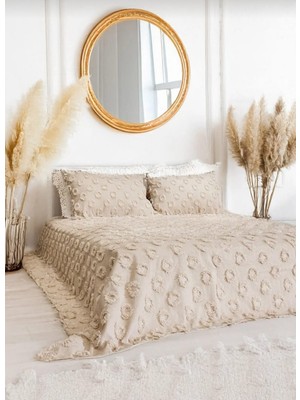 D'niss Home Ponpon Desenli 3 Parça Çift Kişilik Yatak Örtüsü