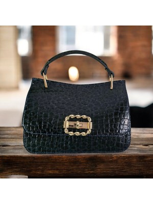 Valentina Victoria Luks Rugan Hakiki Deri Orta Boy Şık Gece Çantası.