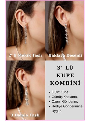 Normadia Parlak Zirkon Taşlı Gümüş Kaplama Su Yolu Küpe, Şıklık ve Zarafet