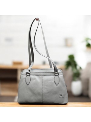 Valentina Victoria Valvic Hakiki Deri Büyük Boy Yumuşak 4 Bölmeli Omuz Çanta