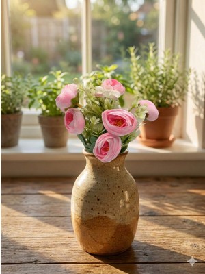 Siyah Lale Şakayık Ranunculus Açık Pembe, Pudra Pembe, Pastel Pembe​ Yapay Çiçek 1 Demet 36CM