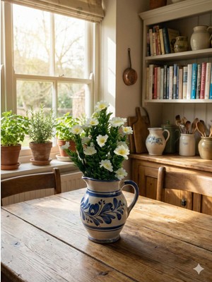 Siyah Lale Mini Papatya Daisy Beyaz White Yapay Çiçek 1 Demet 36CM