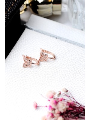 Normadia 925 Ayar Gümüş Çocuk Kelebek Taşlı Renkli J Küpe