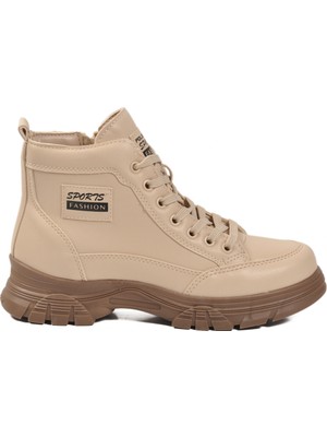 Ayk's Bej-Vizon Fermuarlı Içi Polarlı Kadın Bot 24090 Z