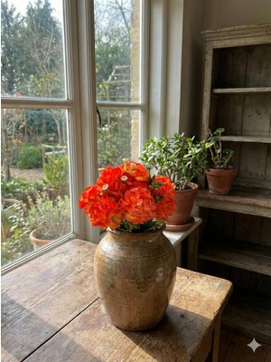 Siyah Lale Kasımpatı, Chrysanthemum, Turuncu Veya Mandalina Renk Yapay Çiçek 1 Demet 30CM