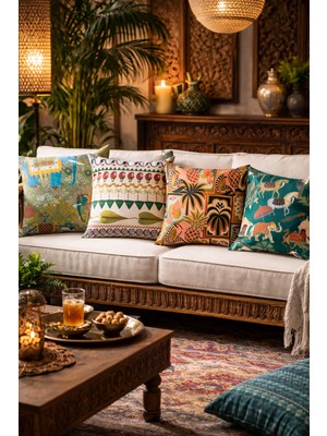 Evdek Çift Tarafı Baskılı 4’lü Kırlent Kılıfı 6eod7