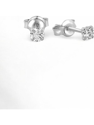 Normadia 925 Ayar Gümüş 3mm Star Kesim Zirkon Taşlı Çivili Küpe