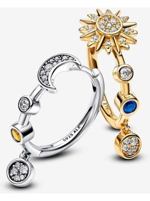 Normadia 925 Ayar Gümüş Güneş ve Ay Küpe, Şık ve Zarif Tasarım