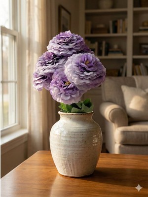 Siyah Lale Şakayık Peony Mor Geçişli Yapay Çiçek 1 Demet 42 cm