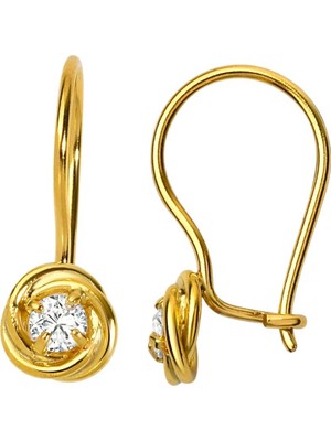 Normadia 925 Ayar Gümüş Çocuk Küpe, Sevgi Çiçeği ve Zirkon Taşlı Tasarım