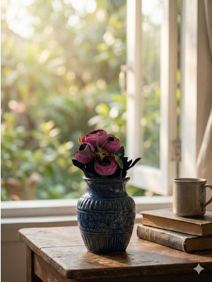 Siyah Lale Şakayık Peony Mürdüm-Koyu Fuşya-Deep Magenta Renk Yapay Çiçek 1 Demet 30 cm