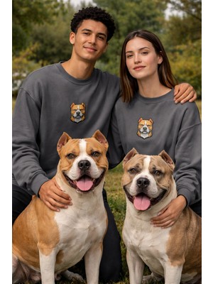 Muhtar Store Fransız Bulldog Desenli Sevgili Sweatshirt – Unisex Çift Kombini