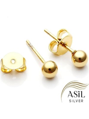 Normadia Parlak 925 Ayar Gümüş Top Küre Küpe Çift, Şık ve Zarif Takı