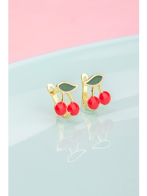 Normadia 925 Ayar Gümüş Mineli Kiraz Çocuk Küpesi, Şık ve Zarif Tasarım