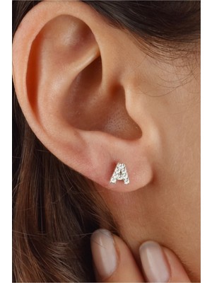 Normadia 925 Ayar Gümüş Zirkon Taşlı A Harfli Tekli Küpe, Şık ve Zarif Tasarım