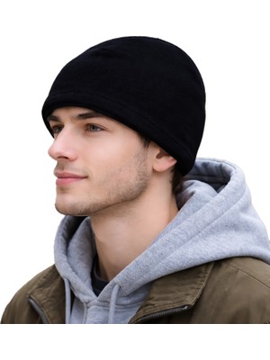 Berselüx Erkek Siyah Polar Bere | Tek Kat Klasik Kışlık Bere