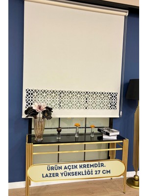 Volper Mekanik LZR305 Ithal Mat Kalın Kumaşlı Lazer Kesim Stor Perde (Açık Krem)