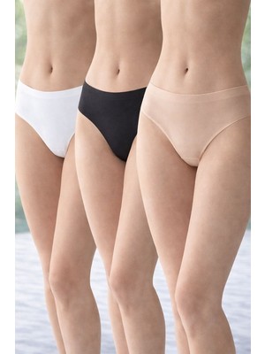 HK Underwear 3'lü Lazer Kesim Bambu Bikini Model Külot