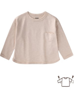 Cigit Uzun Kollu Mevsimlik T-Shırt 1-7 Yaş Ekru