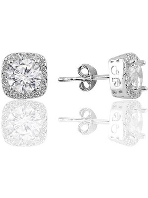 Normadia Zirkon Taşlı Kare Gümüş Küpe, Şık ve Zarif Takı Tasarımı