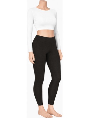 Belpa Kadın Siyah Termal Tayt Tekli