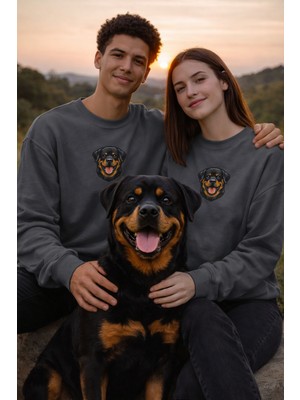 Muhtar Store Rottweiler Köpek Desenli Sevgili Sweatshirt – Unisex Çift Kombini