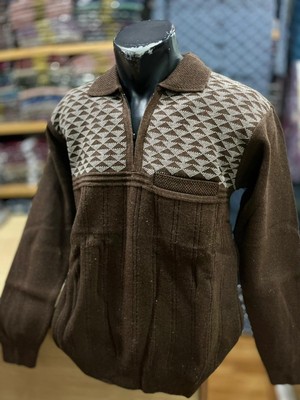 TCR Erkek Triko Yarım Fermuarlı Cepli Kazak