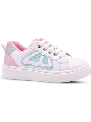 Kids A More Maria Kız Çocuk Kelebek Figürü Detaylı Tek Cırtlı Hakiki Deri Beyaz Günlük Ayakkabı