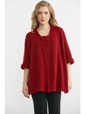 Sementa Arkası Kısa Cepli Yün Triko Ceket - Kırmızı