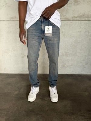 KağanKY Lacivert Yıkamalı Likralı Regular Fit Jean