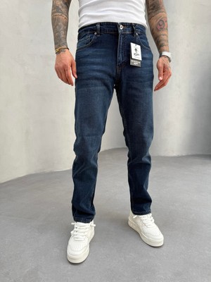 KağanKY Lacivert Taşlamalı Likralı Regular Fit Jean