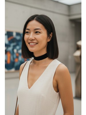 3 cm Siyah Kadife Choker - Orta Genişlikte Minimalist Boyun Bandı - Şık Dokulu Kadife Kolye