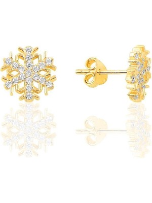 Normadia Beyaz Parlak Yılbaşı Temalı Gümüş Küpe, Zarif ve Şık Takı