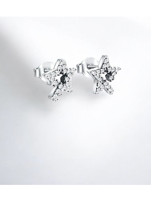 Normadia Parlak Gümüş 925 Ayar Kuyruklu Yıldız Zirkon Taşlı Küpe