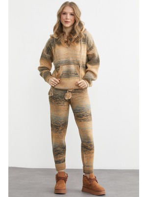 Sementa Kapüşonlu Çok Renkli Triko Takım - Oranj