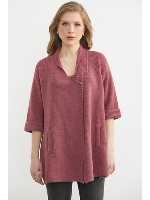 Sementa Arkası Kısa Cepli Yün Triko Ceket - Gül