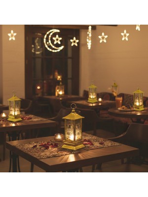 Hediye Bahçesi Ramazan Temalı Gold Kare Kubbe LED Lamba
