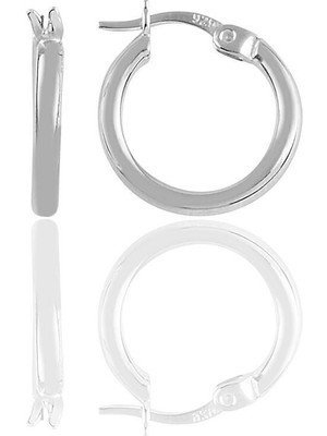 Normadia Parlak Gümüş 16 mm Şarnel Halka Küpe, Şık ve Özgün Tasarım