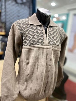 TCR Erkek Triko Yarım Fermuarlı Cepli Kazak