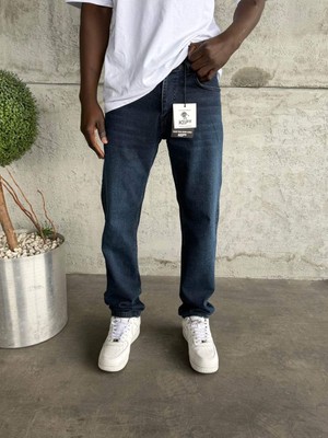 KağanKY Koyu Lacivert Taşlamalı Likralı Regular Fit Jean