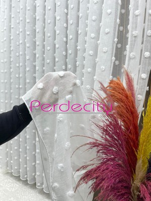 Perdecity Bohem Tarzı Lüx Puffy Ponpon Tül Perde 1x2,5 Sık Pile Her Odaya Uygun Ütü Istemez