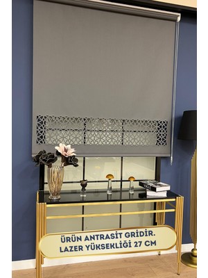 Volper Mekanik LZR305 Ithal Mat Kalın Kumaşlı Lazer Kesim Stor Perde (Antrasit Gri)