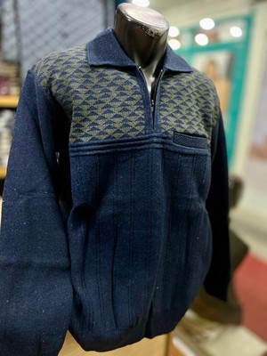 TCR Erkek Triko Yarım Fermuarlı Cepli Kazak